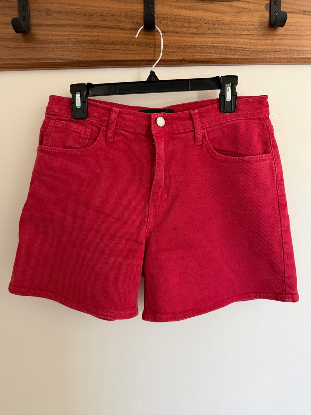 Just Black Vibrant Red High-Rise Denim Shorts